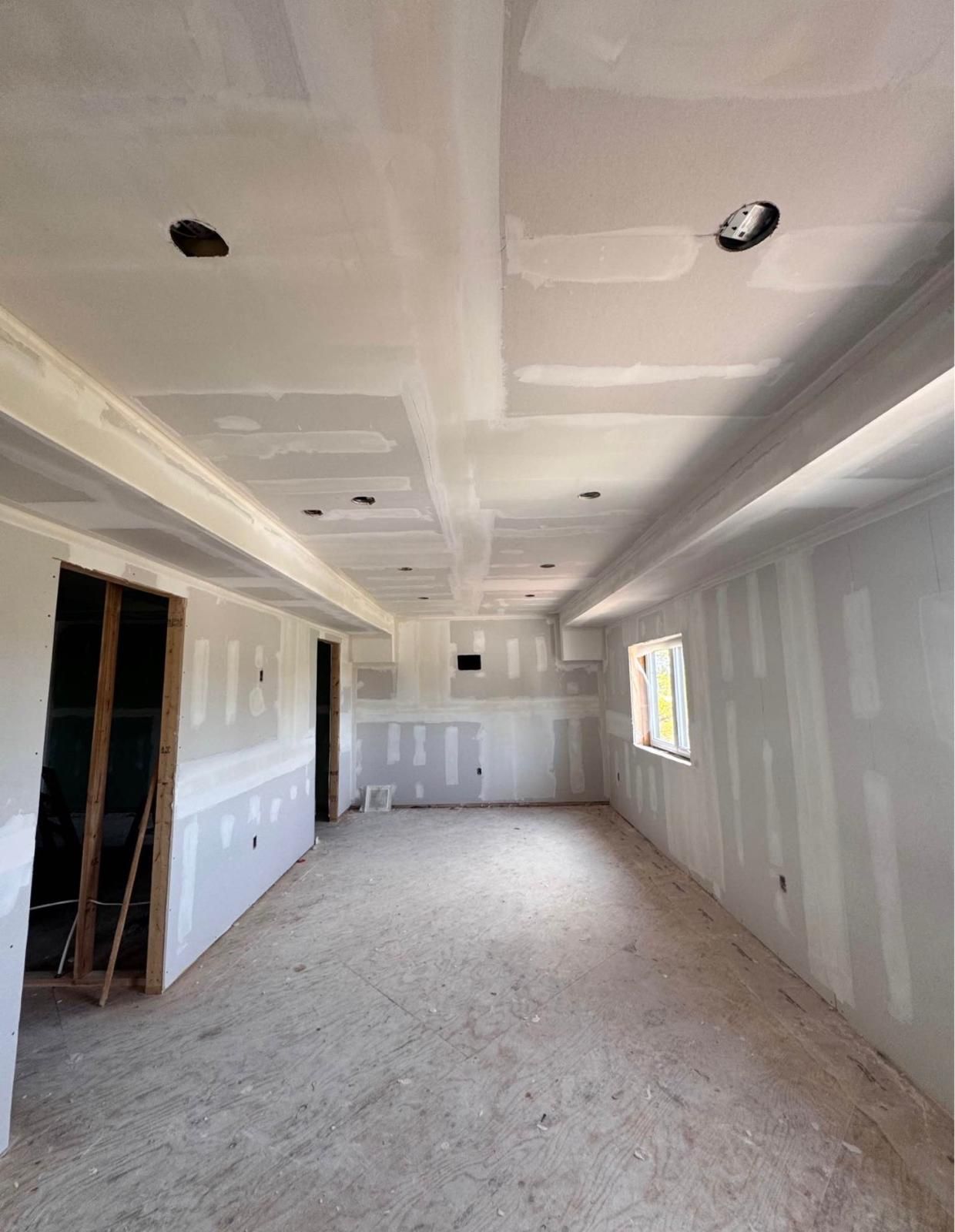 Basement fully drywalled and taped