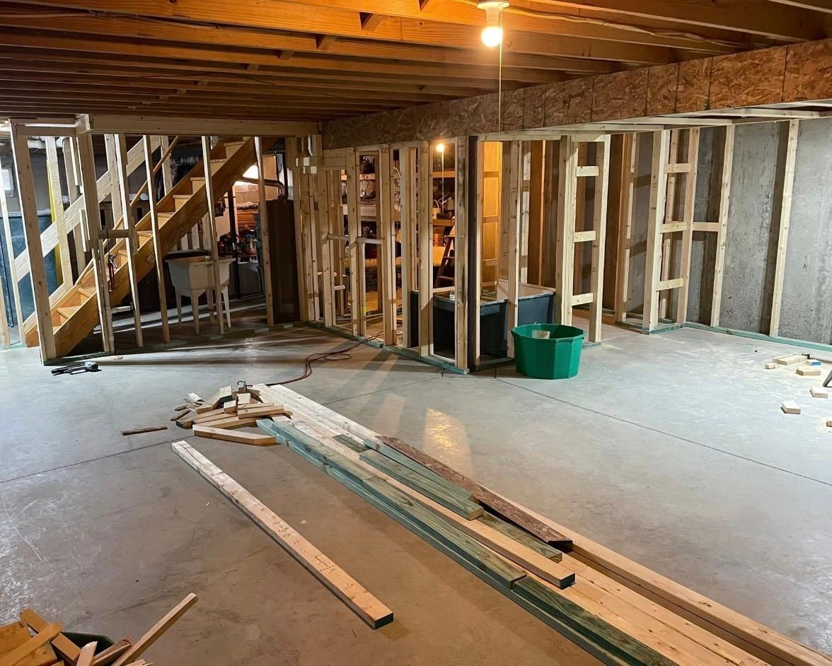 Basement framing with subfloor down