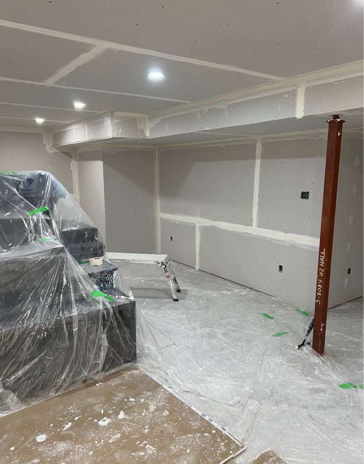 Bulkheads taped and primed
