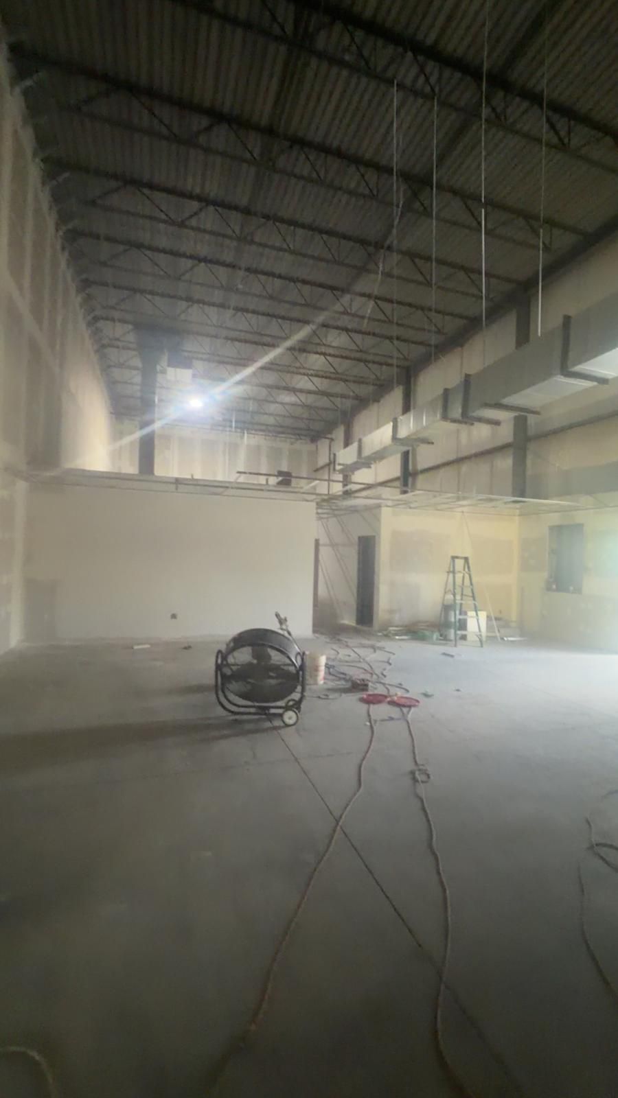 Warehouse space with finished drywall walls